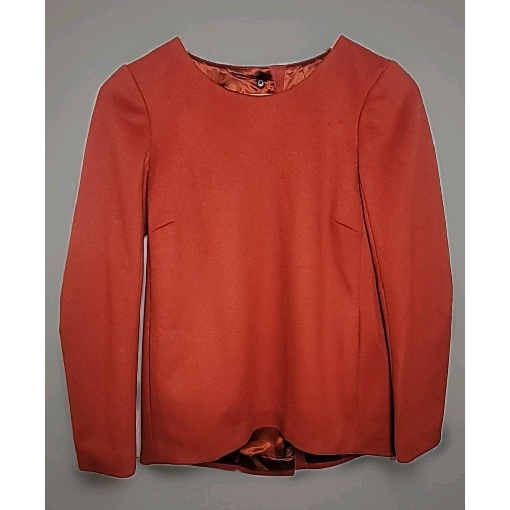 J.‎ Crew Wool Jacket Women's XXS Popover Top Button Back Rust Orange Soft